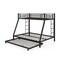Black Twin Over Full Bunk Bed with Pull Out Trundle and Guardrails